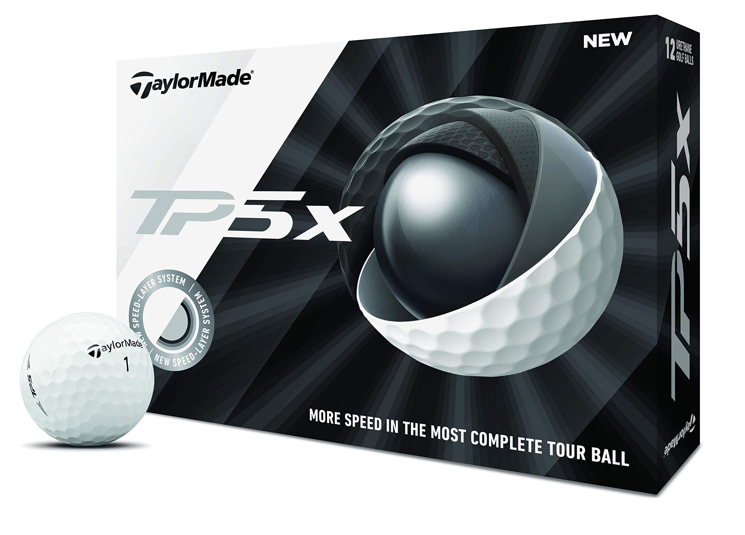 TaylorMade 2019 TP5X Dozen, White, One Dozen