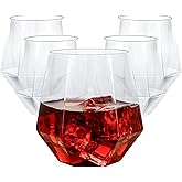 Goodluck 40 PCS Diamond Stemless Plastic Wine Whiskey Glasses, 12 Oz Disposable Cocktail Glasses, Suitable for Weddings, Birthday Parties, Family Gatherings, Bars, etc (Clear)