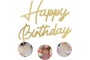 JALANCY Happy Birthday Wooden Sign with Gold Painted Cutout Wooden Happy Birthday Letters Sign Vintage Rustic Birthday Party Decoration Backdrop Wall Photo Prop（Gold）