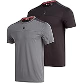 Spyder Mens Athletic Shirts - 2 Pack Performance Stretch Short Sleeve Dri Fit Shirts for Men - Gym Workout Fitness Clothing