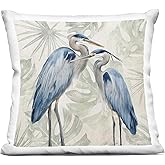 Stupell Industries Blue Heron Palm Leaves Design by Kim Allen Throw Pillow