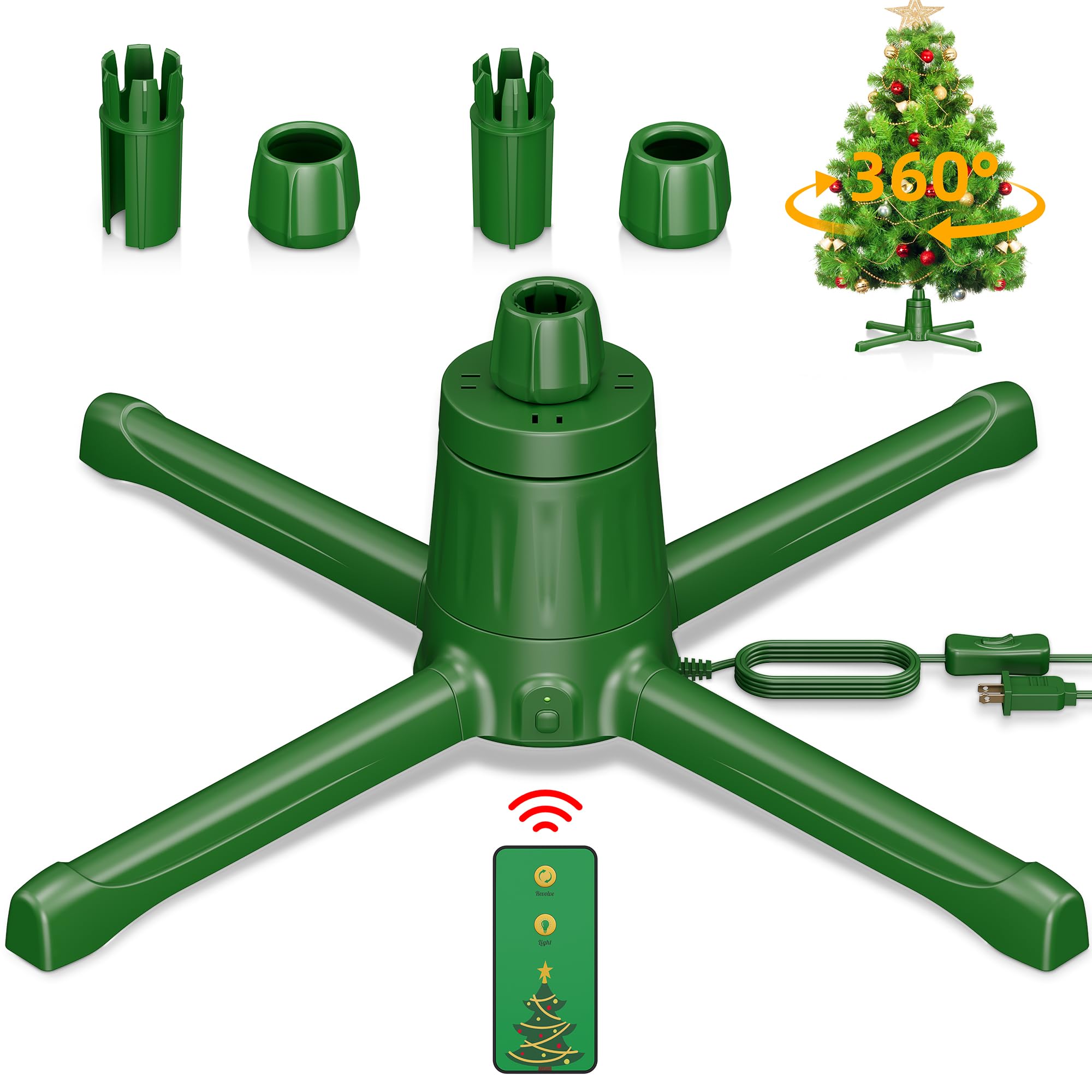 Photo 1 of NO REMOTE PIC ONLY REFERENCE*****Rotating Christmas Tree Stand for Artificial Trees, 360-Degree Adjustable Tree Stand Base for Up to 9FT & 120lb Pre-lit Tree with Remote Control, 4 Built-in Electrical Outlets Revolving Tree Holder