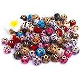 JMCRATE Beads for Pen 90PCS Mixed Color Soft Leopard Beads Faux Fur Poms Spacer Bulk for DIY Jewelry Key Chain Handicrafts Pens Craft Accessories（Leopard