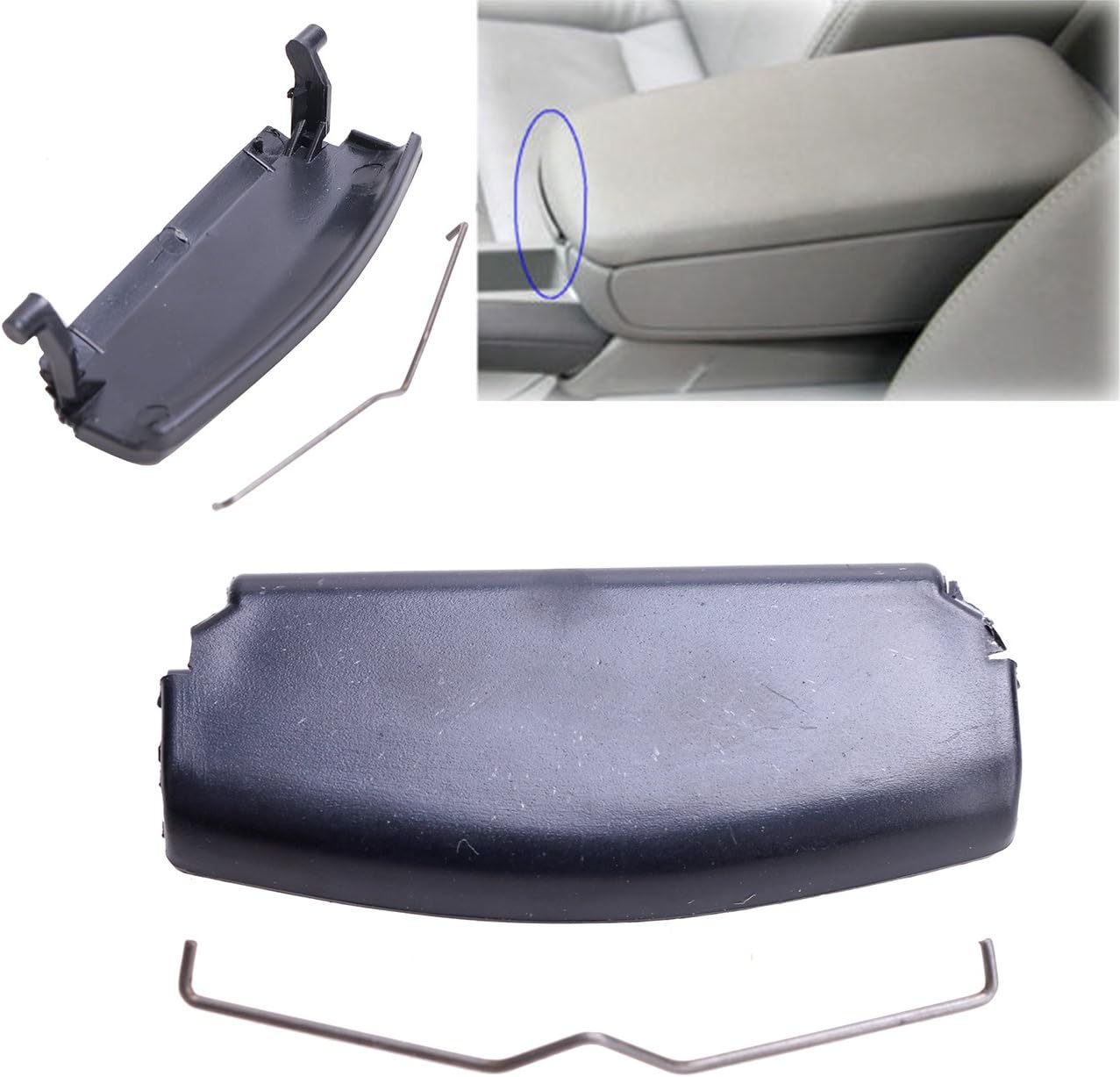 General Mega 1 Piece Center Console Armrest Storage Box Latch Lid Clip Repair Catch For AUDI A4 B6 02-07 E177B (Black)