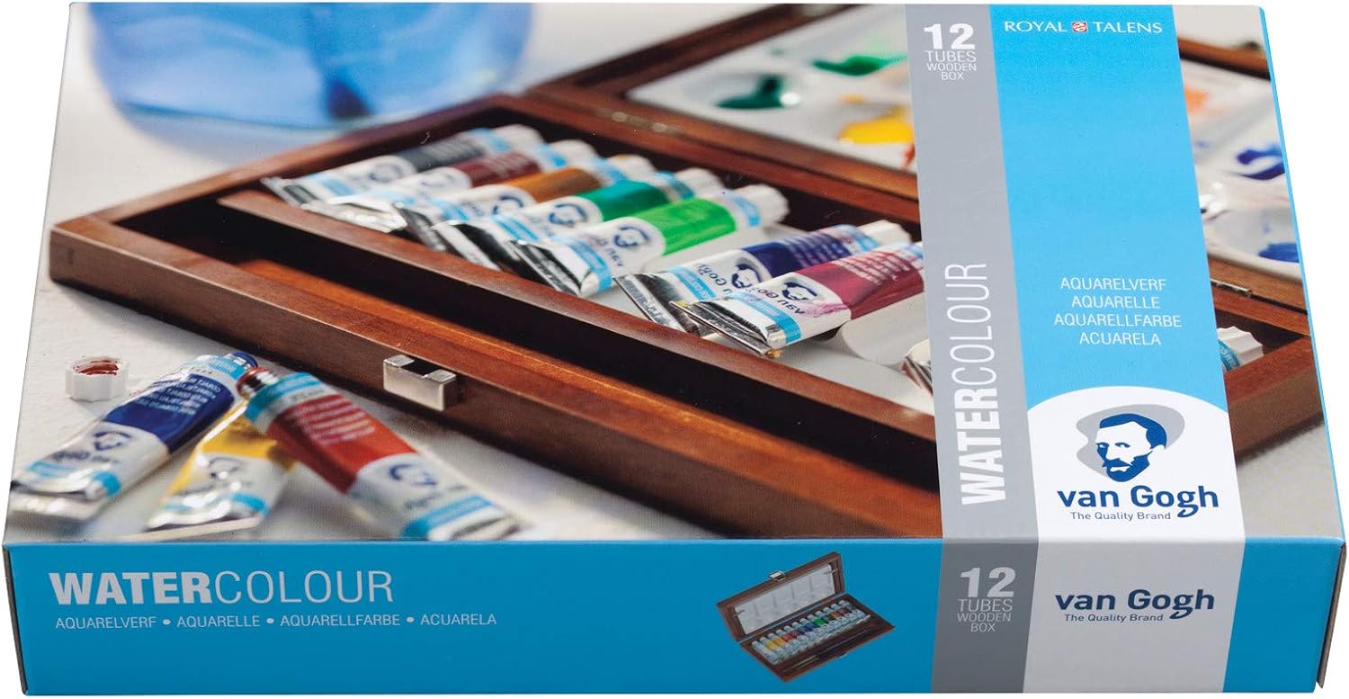 Amazon Com Van Gogh Watercolor Paint Set Wood Box 12 Tube 3 Accessories