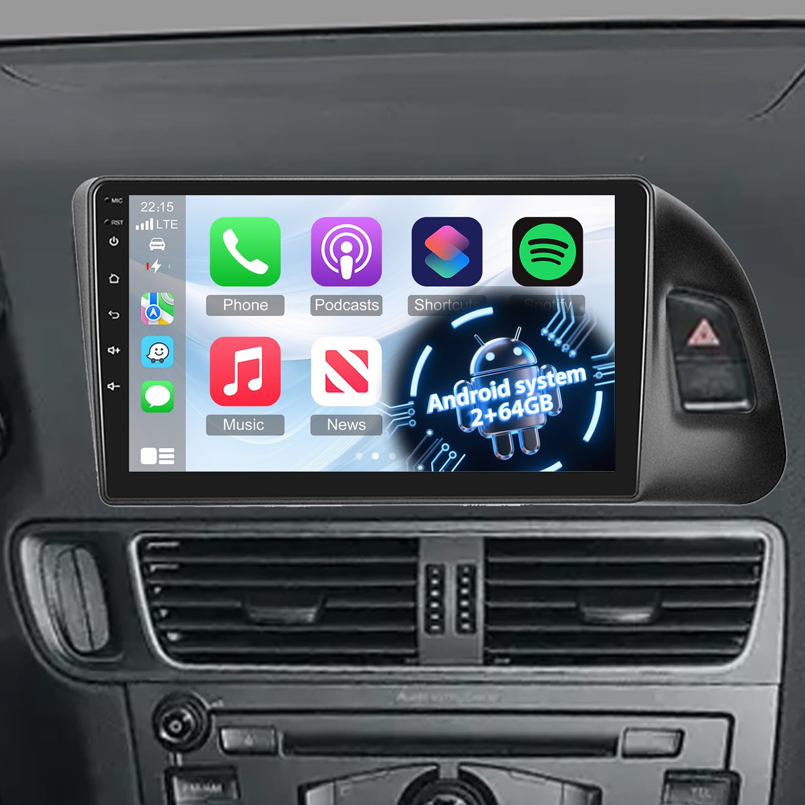 Photo 1 of [2G+64G] Radio for Audi Q5 2010-2018, Android 9 inch Touch Screen Audi Q5 Car Stereo, Carplay/Android Auto/EQ Audio/1080P/SWC/Bluetooth