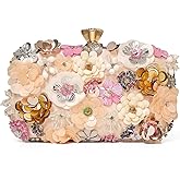 VESONNY Floral Clutch Purse for Women - Elegant Flower Evening Purse with Detachable Chain for Wedding, Prom, Cocktail Party