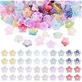 Pandahall 300Pcs Acrylic Flower Bead Caps Gradient Spacer Beads 10 Colors Mini Flower End Caps Loose Floral End Beads for Bracelet Necklace Earring Jewelry DIY Crafts