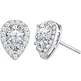 1.77CT Moissanite Stud Earrings, D Color VVS1 S925 Sterling Silver Moissanite Stud Earrings for Women Valentines Anniversary Birthday Jewelry Gifts