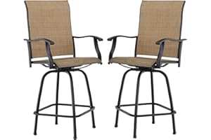 MFSTUDIO Outdoor Bar Stools Set of 2, Swivel Bar Height Patio Chairs Outdoor Barstools High Top Patio Swivel Bar Chairs, Breathable Textilene