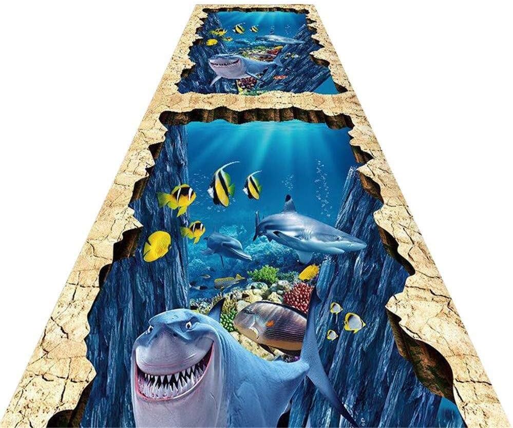 Xiao Jian- Aisle Runners 3D Corridor Carpet Shark Stair Hallway Anti-Skid Area Rugs Floor Mat Wear-Resistant Washable Kitchen Hall Runner Mat Rug (Size : 1.6x1m(63x39inch))