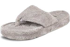 Acorn Women's Spa Thong Slippers with Cloud Contour Comfort - Arch Support and Plush Fluffy Terry Lining, Perfect for Beach, Camping, Poolside, or Bathroom Wear