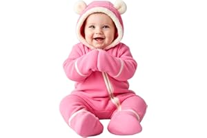 PATPAT Fleece Hooded Footed Clothes, Soft Warm Footie Covers, Car Seat Friendly, Easy Zip,Cute Romper Newborn Infant Jumpsuit