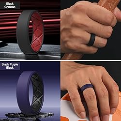 Egnaro Men's Silicone Rings, 7.5mm Wide 2.5mm Thick