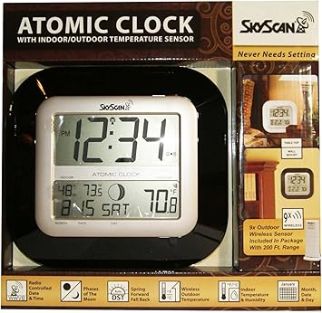 Skyscan Atomic Clock With Outdoor Temperature Phases Of The Moon Amazon Ca Electronics