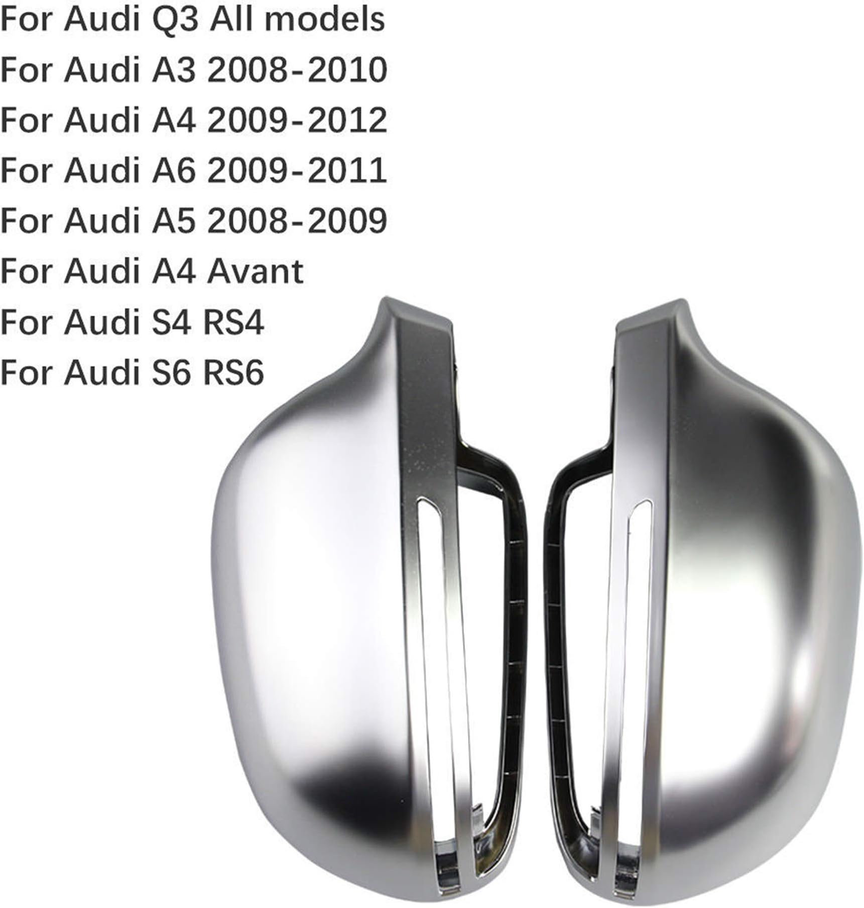 HDX Side Wing ABS Chrome Rear View Mirror Replacement Cover Cap for Audi Sline Quattro (A5 S5 B8 8K 2007-2009 BF580)