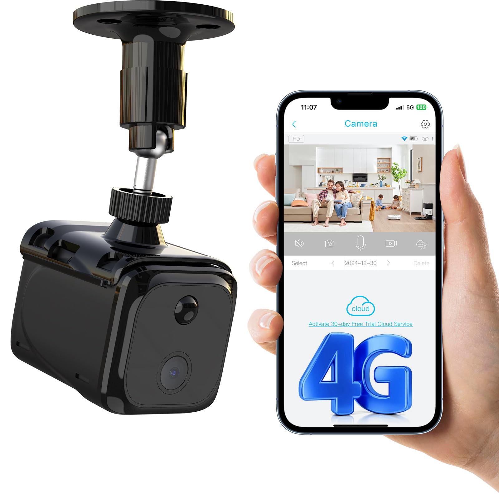 Photo 1 of Cellular Security Camera Wireless, No WiFi Security Camera Indoor, 4G LTE Home/Office Cam with Auto Night Vision, Built-in SIM Card, 2K Live Video, 20 Day Standby Battery, PIR Motion Detection