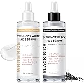 Face Exfoliant, Glow Rice Exfoliant Ampoule Duo, Gentle Soft Peel Exfoliating Face and Body Scrub Skin Shot, Lightweight Hydrating Glow Formula for All Skin, 5.4fl oz*1 Set