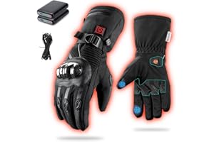 GUMOCH Heated Motorcycle Gloves for Men Women with 7.4V 3000mAh Rechargeable Batteries Touchscreen Waterproof Windproof Non-S