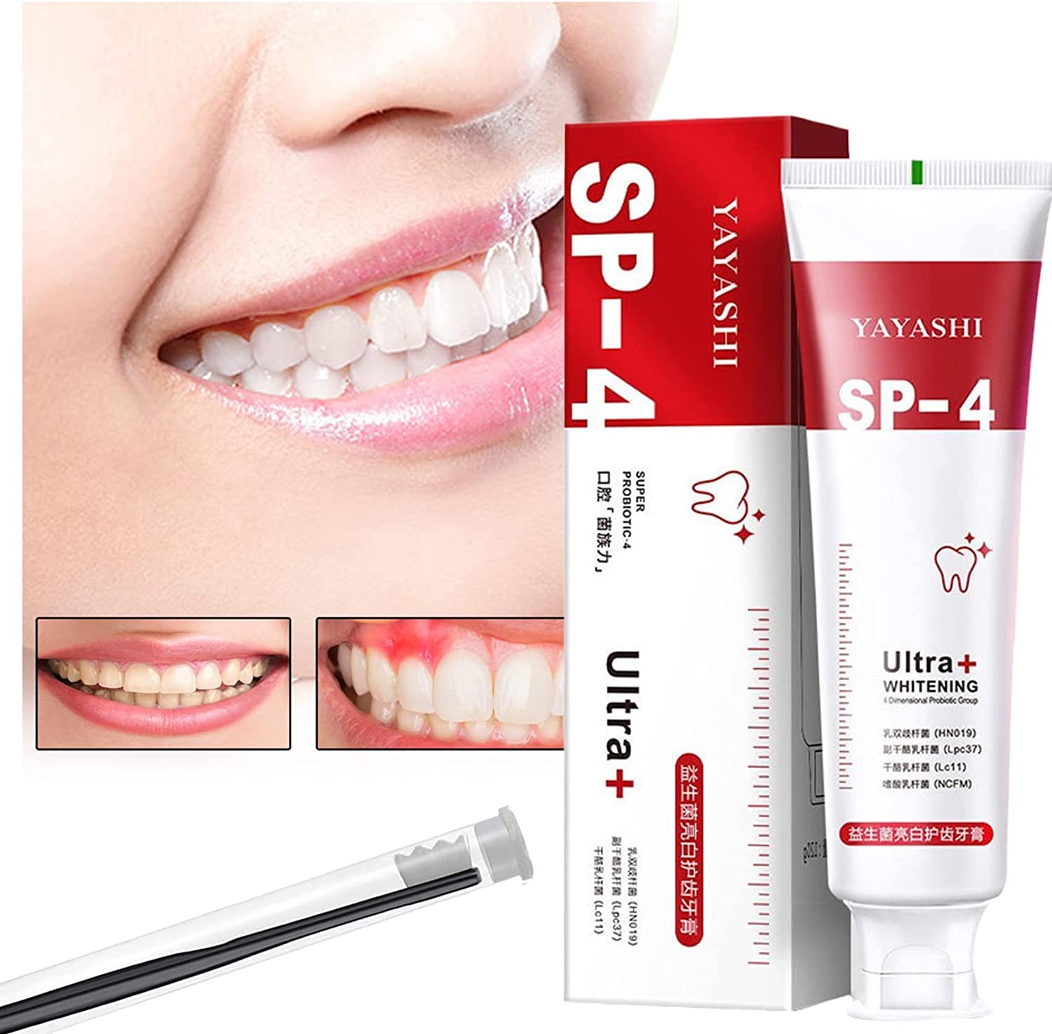 Sp-4 Probiotic Whitening Toothpaste, Ultra Whitening Toothpaste, Sp-4 Ultra Whitening (Red)