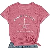 COMIZI Paris France Shirts for Women 1889 Eiffel Tower Tshirt Travel in France Tee Tops