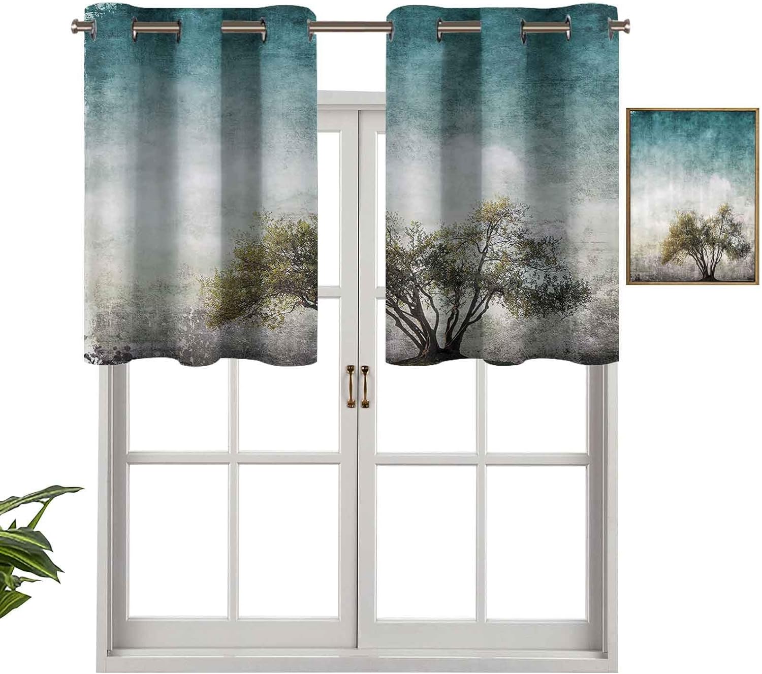 Hiiiman Cenefas para ventana de habitación, paisaje grunge con un solo