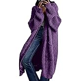 AUGCONE Women's Oversized Cardigans Sweater Long Coat Knit Fall Winter Cozy Outfits with Pockets