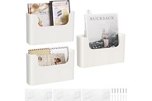 FKTXCO Organiseur de courrier - Support mural pour dossiers, magazines, bureau - À suspendre au mur - Poche murale avec tampo