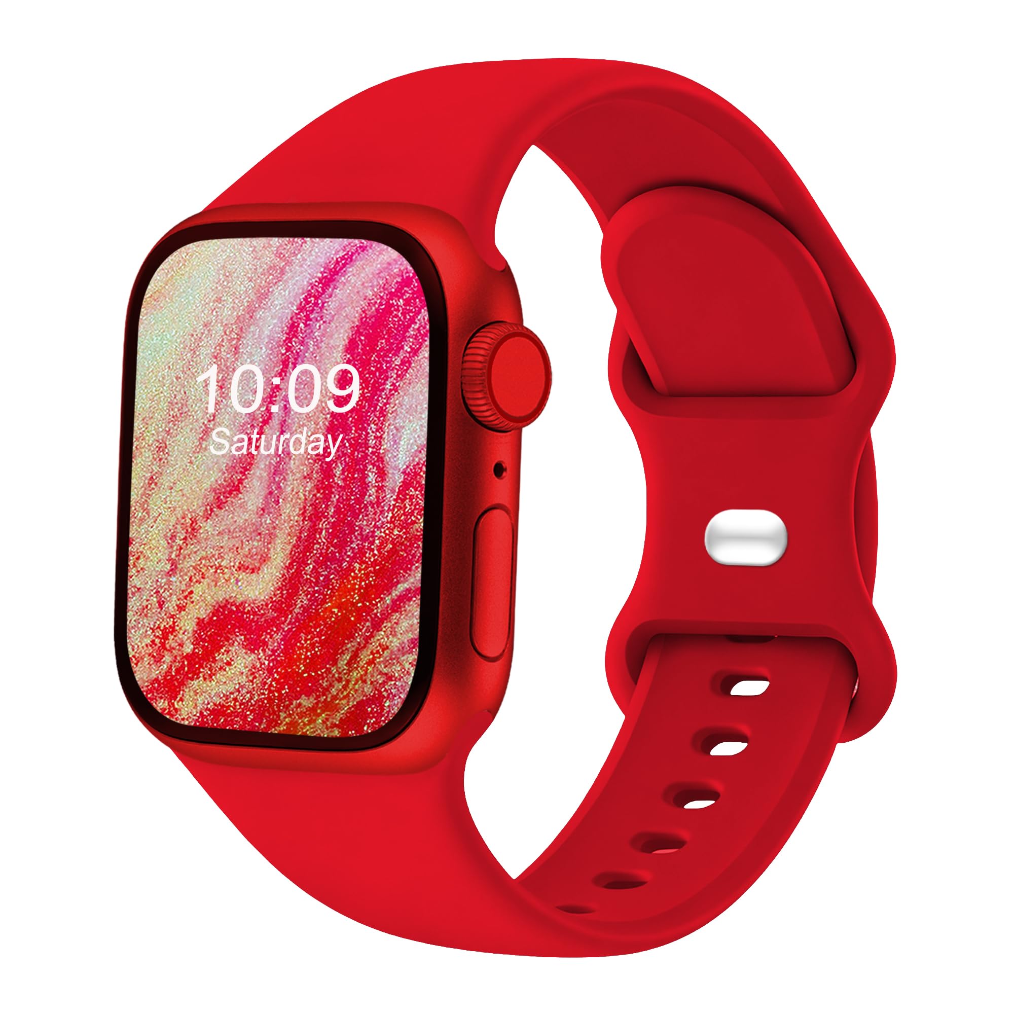 CREFORT Sport Bands Compatible with Apple Watch 46mm 38mm 40mm 41mm 42mm 44mm 45mm 49mm for Women Men, Soft Silicone Accessory Strap Wristband for iWatch Series 11 10 9 8 7 6 5 4 3 2 1 SE Ultra Red