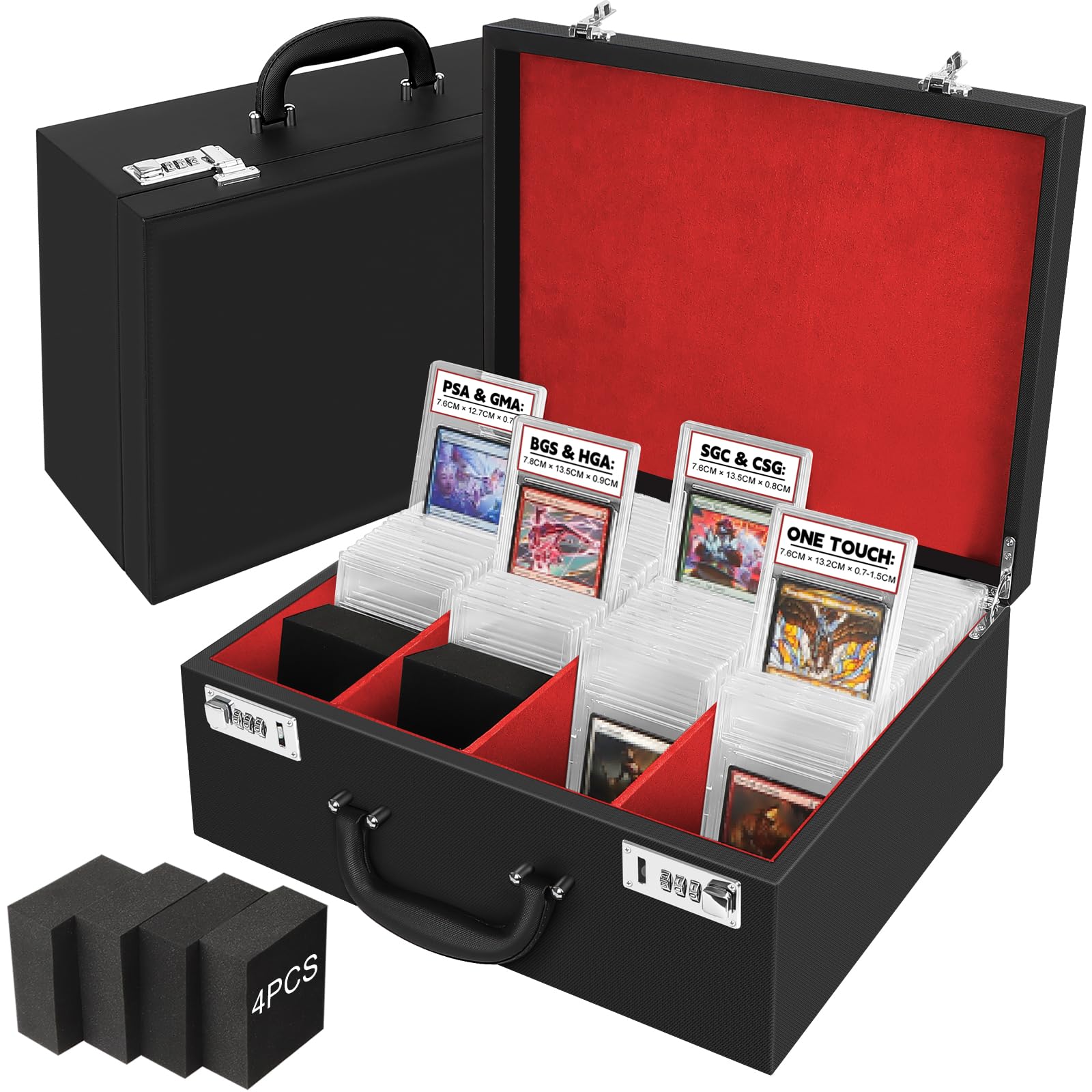Photo 1 of AOBOPLE Graded Card Storage Box,Holds 136+ PSA/GMA Slab or 632+ Toploaders,4 Row PSA Slab Case for Graded Cards Fits 3"x4" 35pt Cards,Compatible with BGS/HGA/SGC/CSG Slab Cases