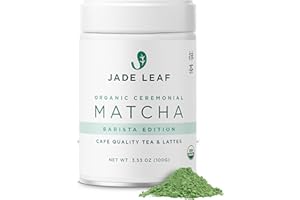 Jade Leaf Matcha Organic Premium Ceremonial Grade Matcha Green Tea Powder - Japanese - Culinary, Ingredient, Ceremonial Barista Teahouse, Latte, Collagen, 3.53 Ounce (Pack of 1), Ceremonial Barista