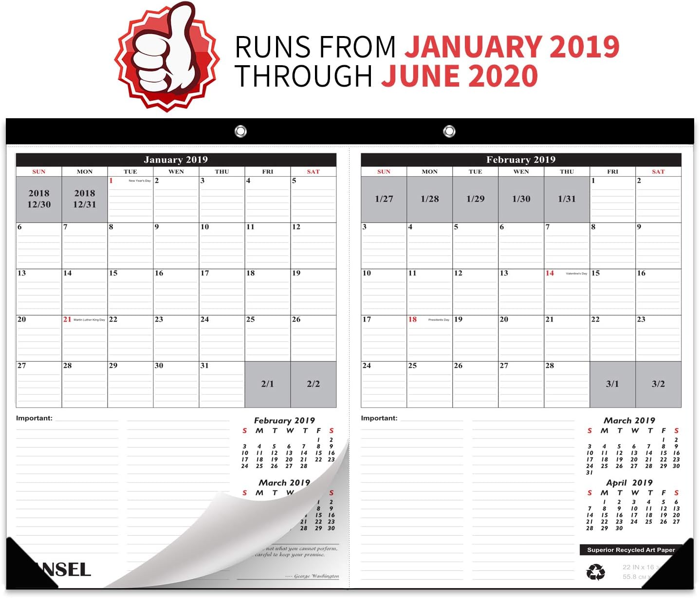 Best desk calendar 2 page