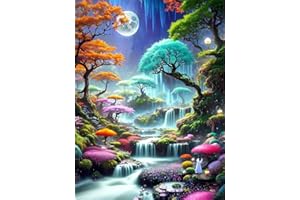 WUSARPLY Moonlight Stamped Cross Stitch Kits - Moon Landscape Counted Cross Stitch Kits for Beginners Adults Needlepoint Cross-Stitch Patterns Dimensions Needlecrafts Embroidery Kits Arts and Crafts
