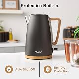 VonShef Fika Kettle and Toaster Set Nordic Cream Wood 1.7L 2 Slice 6 Browning view 3