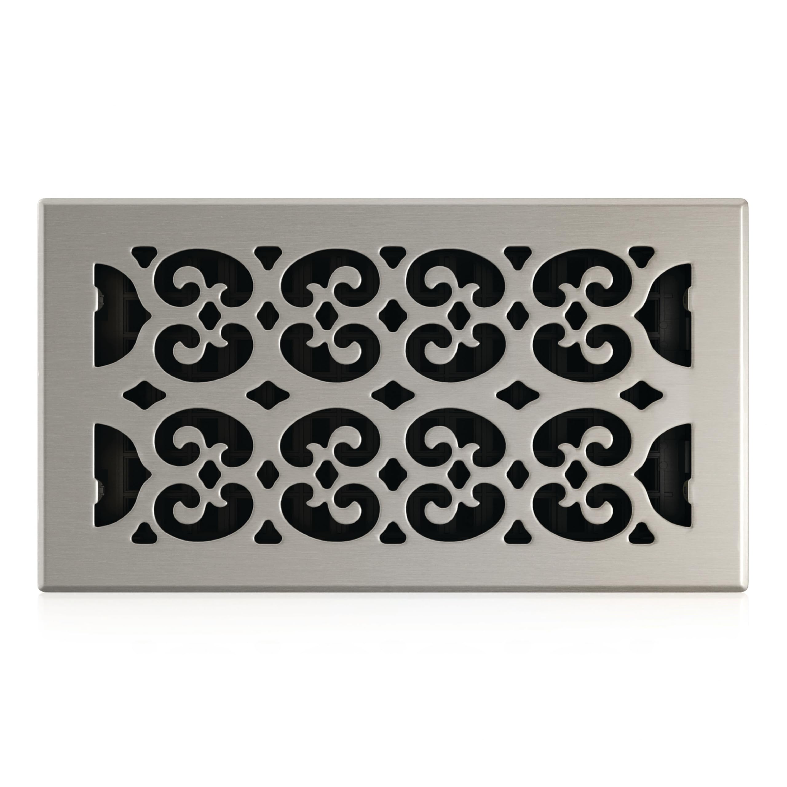 Decor Grates SPH612-NKL Scroll Floor Register, Nickel Finish, 6 x 12-Inch