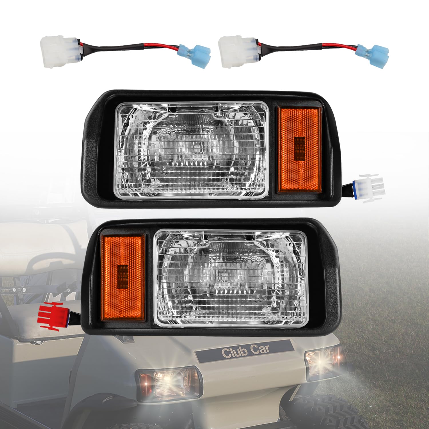 Photo 1 of Panglong Club Car DS Headlights, Factory Style DS Halogen Headlights Kit-Passenger and Driver Side, Suitable for Club Car DS 1993-Up Golf Cart, Replace OEM 101988002, 101988001