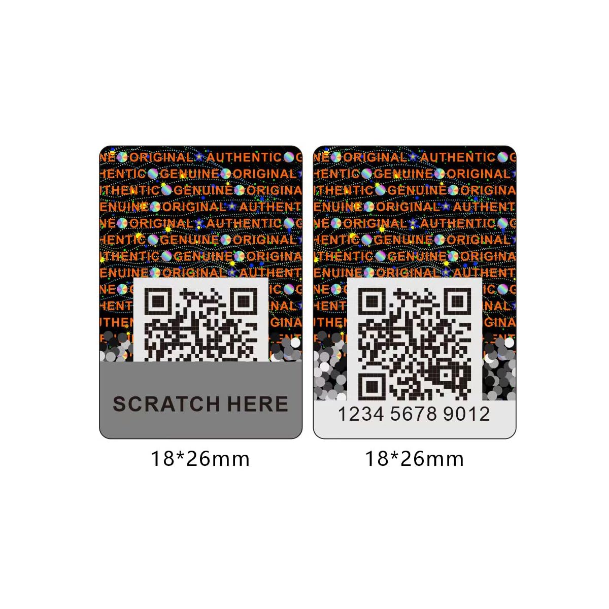 Photo 1 of Anti-Counterfeit Packaging Authentic Hologram Labels Silver QR Code Stickers Security Seals Genuine Tags Unique Random Serial Number 1X0.7 inch Holographic Stickers (480pcs)