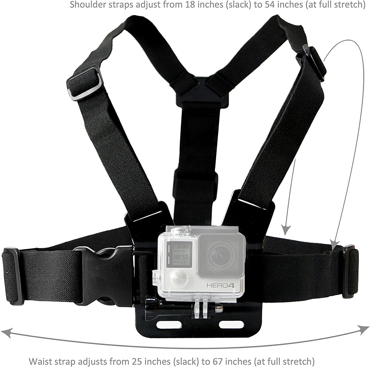 Adjustable Elastic Single/Double Shoulder Chest Strap Mount Harness Belt for GoPro Hero 7, 6, 5, 4, 3+, 3 Session Other Action Cameras Accessories (Double Shoulder)