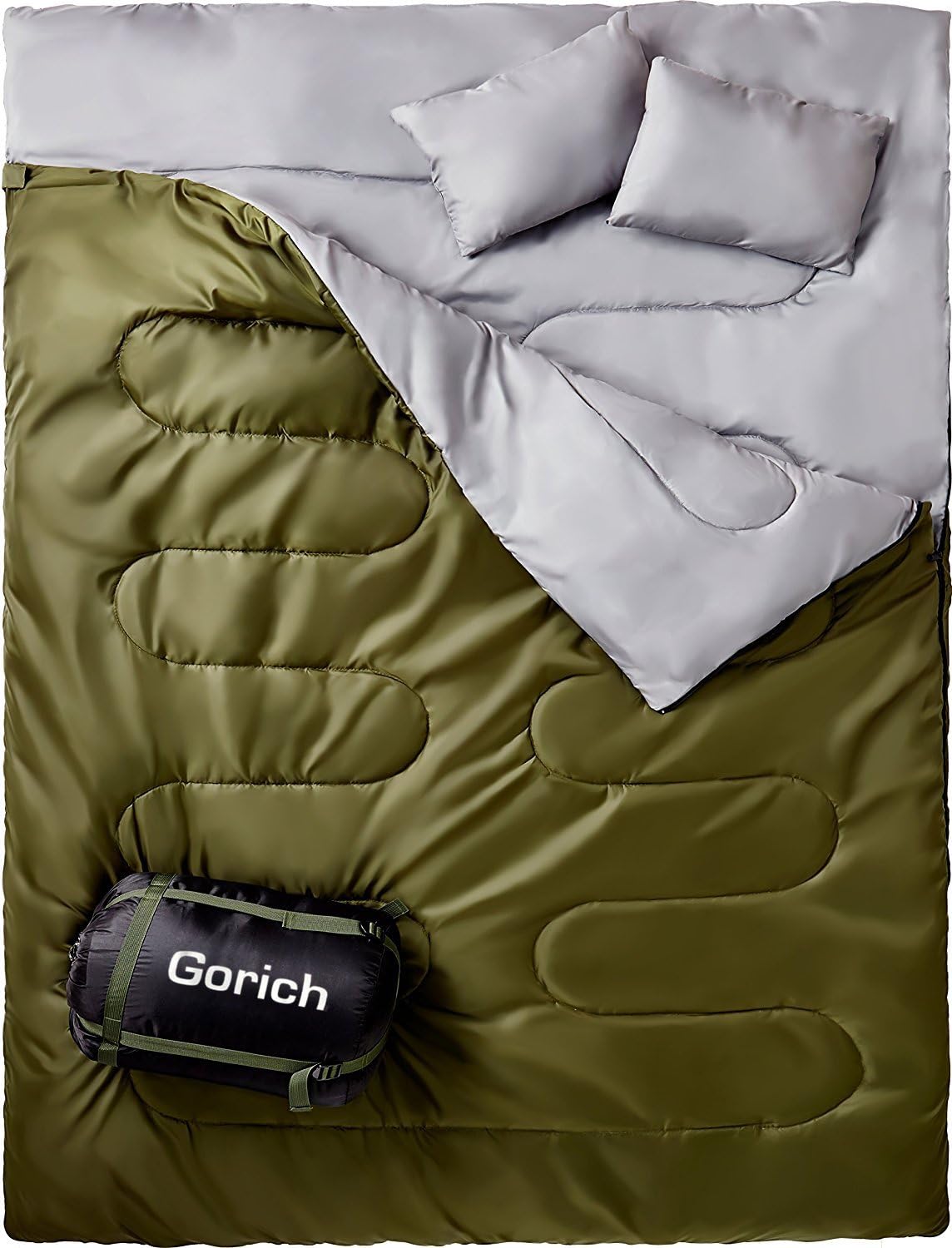 Gorich Double Sleeping Bag for Backpacking, Camping or Hiking Queen size XL. Cold Water 2 Person Waterproof Sleeping Bag for Adults or Teenagers. Lorry, tent or sleeping mat, light