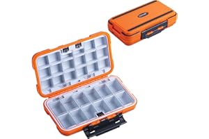 Goture Upgrade Small Tackle Box, Waterproof Fishing Lure Boxes, Fishing Bait Storage Lure Case Bait Plastic Containers Orange