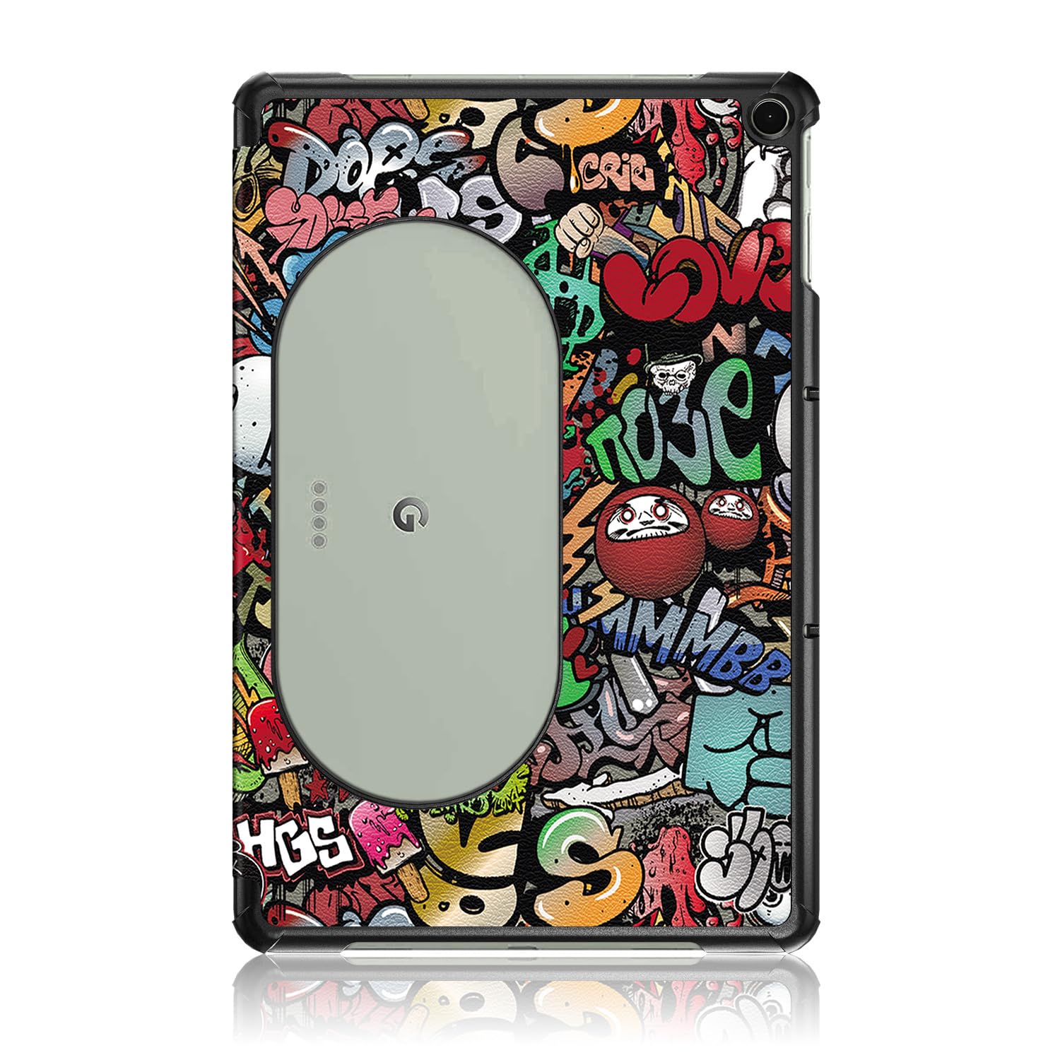 QINOUK Case for Google Pixel Tablet, [Stand Feature] Ultra Thin Smart Cover with Auto Sleep Wake, PU and PC Anti-scratch Protective Case, for Google Pixel Tablet-Doodle