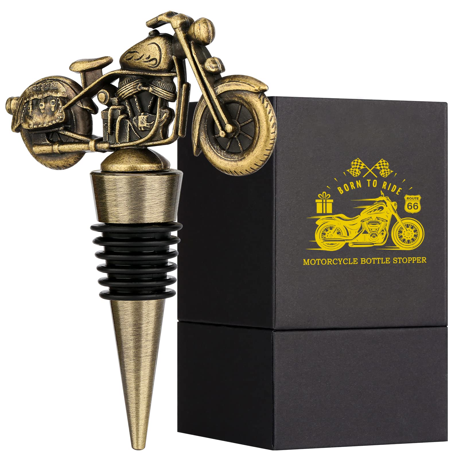 LKKCHER Motorcycle Wine Bottle Stopper, Cute Wine Gifts for Men Women, Fathers Gifts Christmas Birthday Gifts for Biker Men Dad, Wine Saver, Wine Accessories, Vintage Bronze