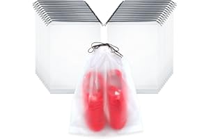 DNTORX 25 Pack Shoe Bags for Travel, 15.7" x 11.8" Large Clear Travel Shoe Bag Vacation Essentials Cruise Essentials Portable Drawstring Packing for Men & Women