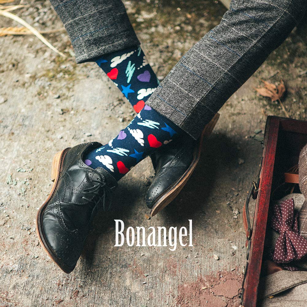 Dress Socks for Men & Women,Colorful Funny Crazy Novelty Fun Dress Socks Pack by Bonangel,Cool Pattern Crew Socks With Gift Box(Star 1)