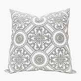 Slow Cow Embroidery Decorative Throw Pillow Cover Cushion Cover for Couch Sofa 18 x 18 Inches Canvas Embroidery Grey