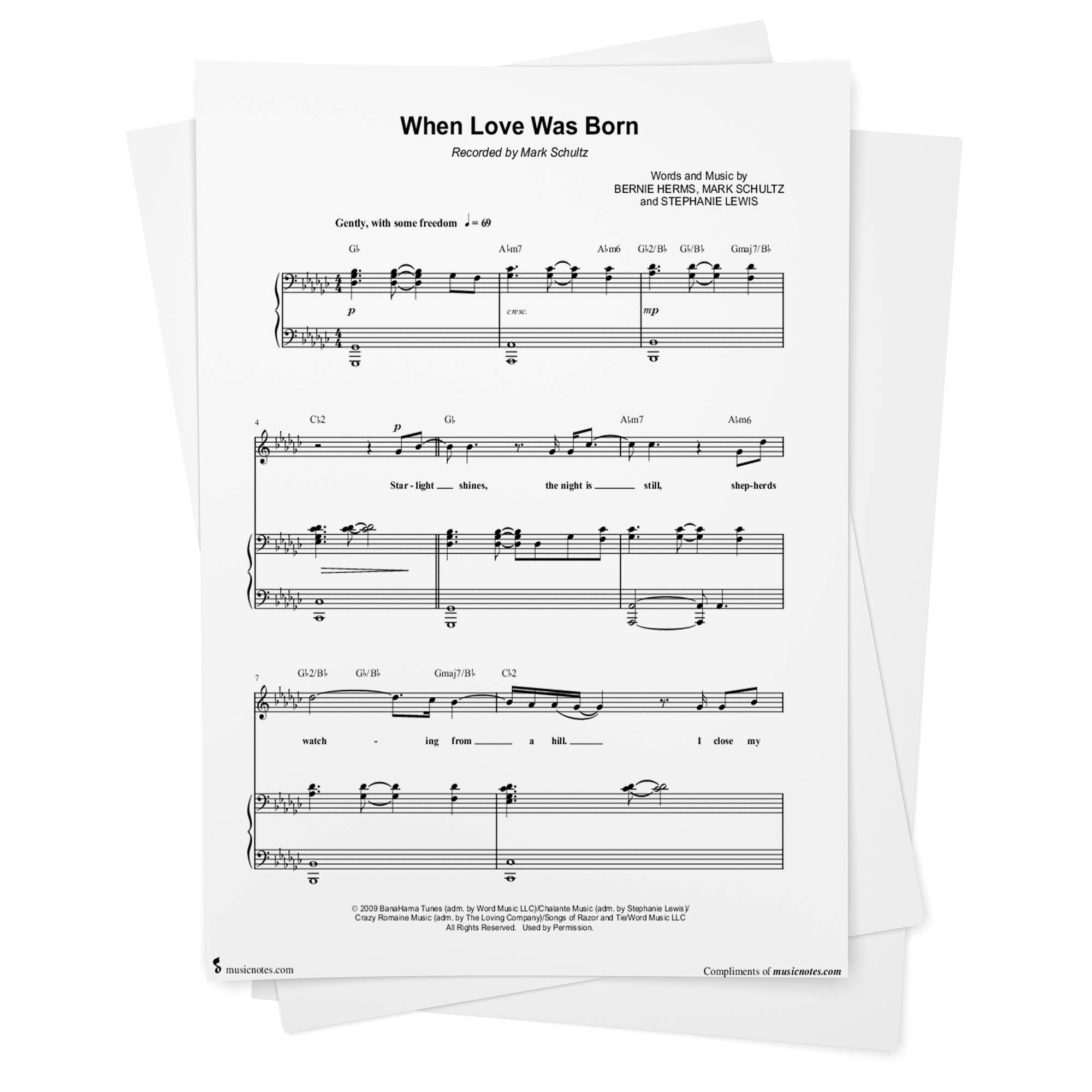 When Love Was Born Sheet Music By Mark Schultz Piano Vocal Chords Singer Pro From Musicnotes Mark Schultz Mark Schultz Bernie Herms Amazon Com Books