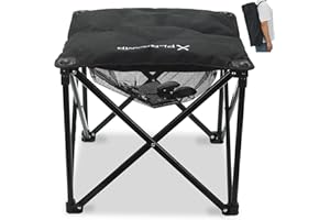 XplrKamp Padded Camping Stool, 18 Inch Oversized Camping Foot Rest, 500lb Camping Chairs Outdoor Footstool Portable Camping Ottoman for Camping Gardening Fishing w/Storage Net Carry Bag (1, Black)