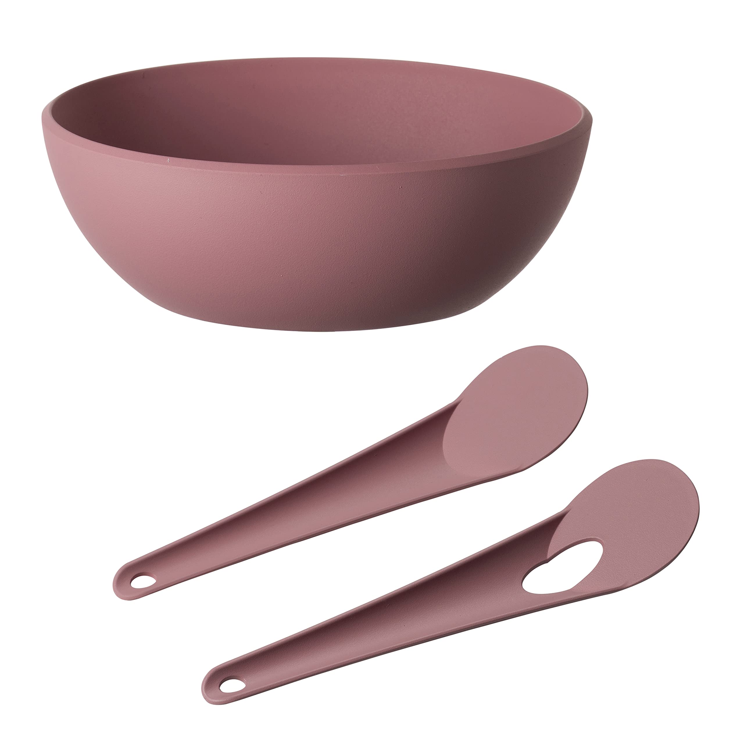 Harfield Salad Bowl & Servers Set Teal Pink 1.8 Litre BPA Free Eco Friendly Materials (Pink)