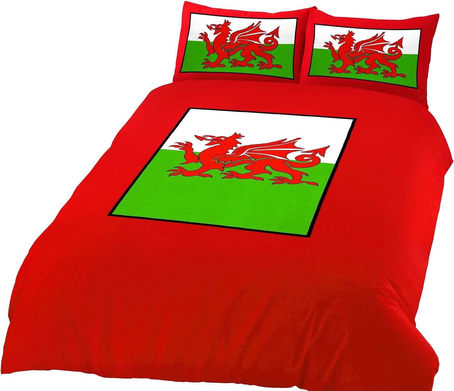 ShawsDirect Wales Flag Welsh Dragon Duvet/Quilt Cover Set Cymru (Double