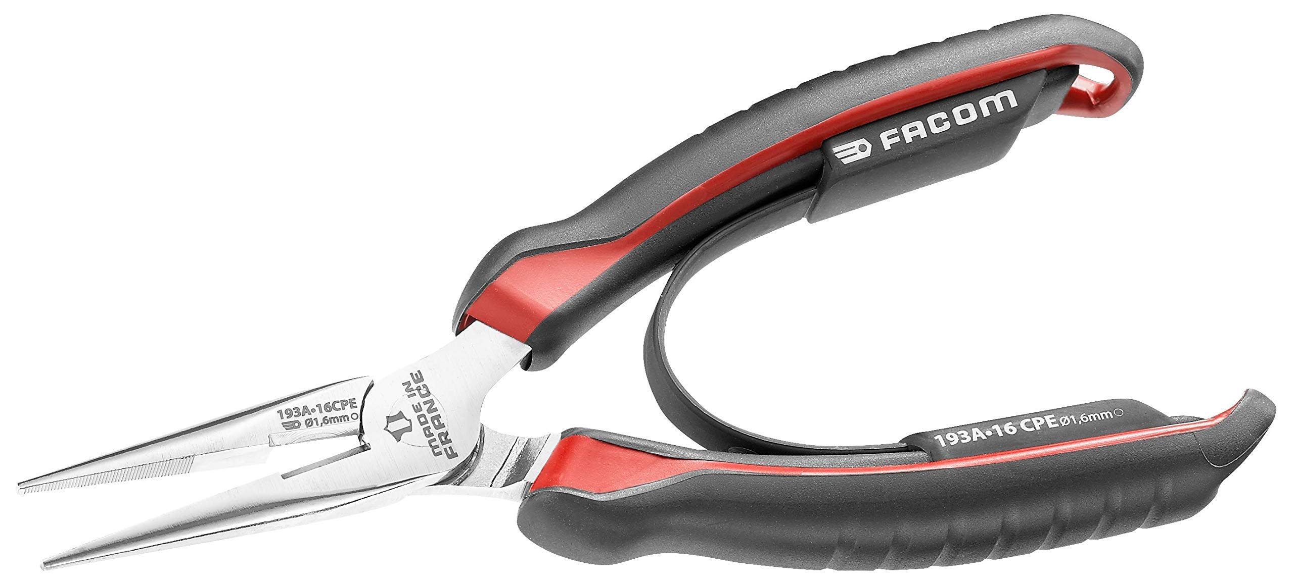 FACOM 170 mm Straight Half-Round Nose Plier - Side Wire Cutter for Copper and Hard Steel Wire, Red and Black, 160 mm (Type 1)